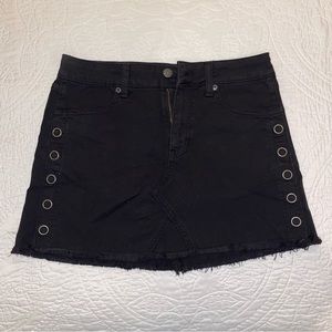 Black American Eagle Denim Skirt with Snap Detail
